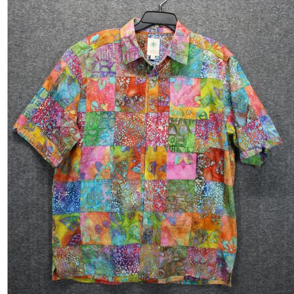 The Territory Ahead Shirt Men's Large Mixed Print Colorful Short Sleeves - Picture 1 of 5
